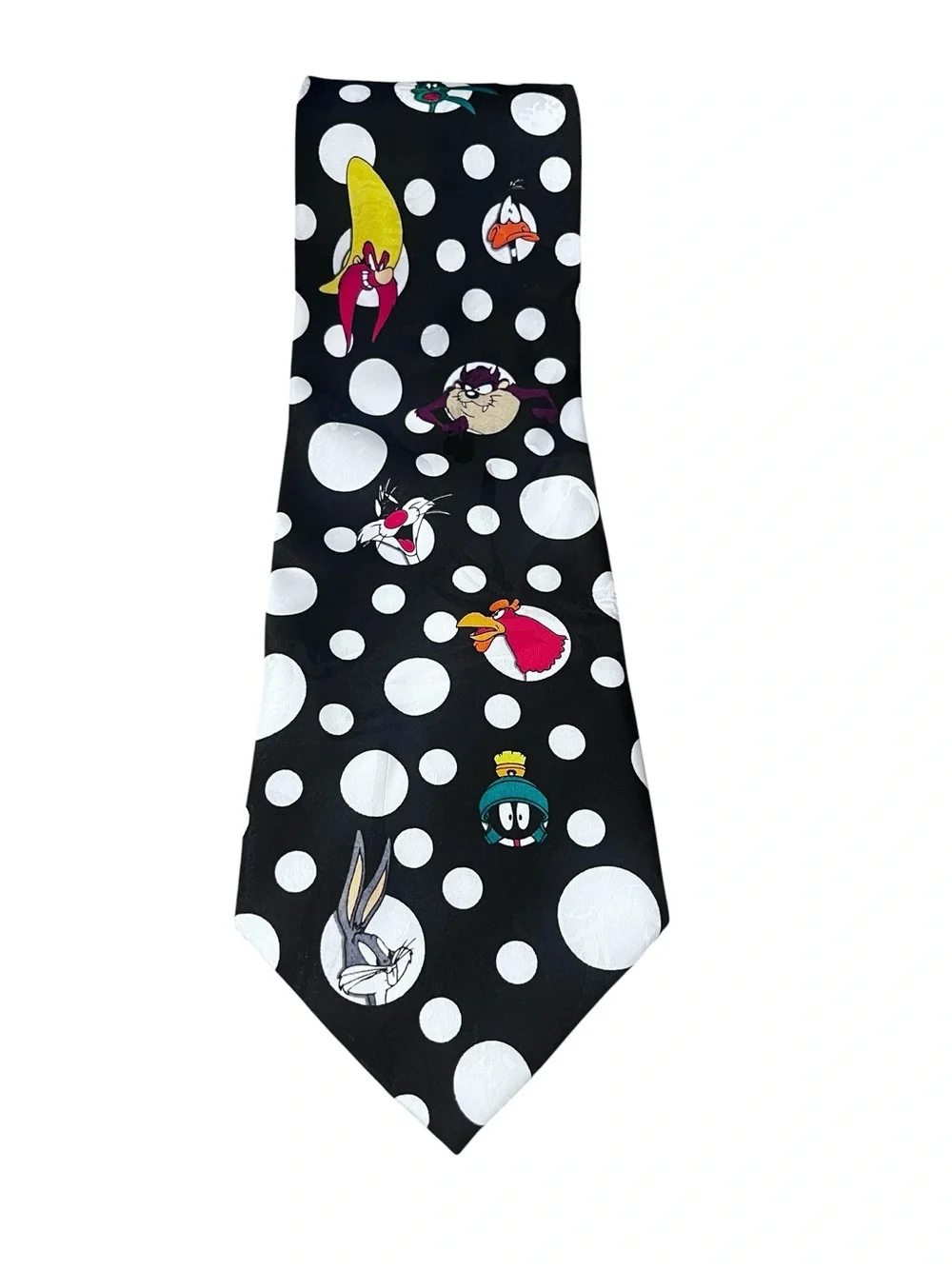 Warner Bros Men’s Looney Tunes Mania 90s Character Polka Dot Neck Tie